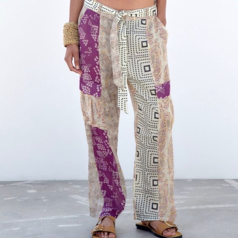 Patchwork Patterned Women's Pants - image 1